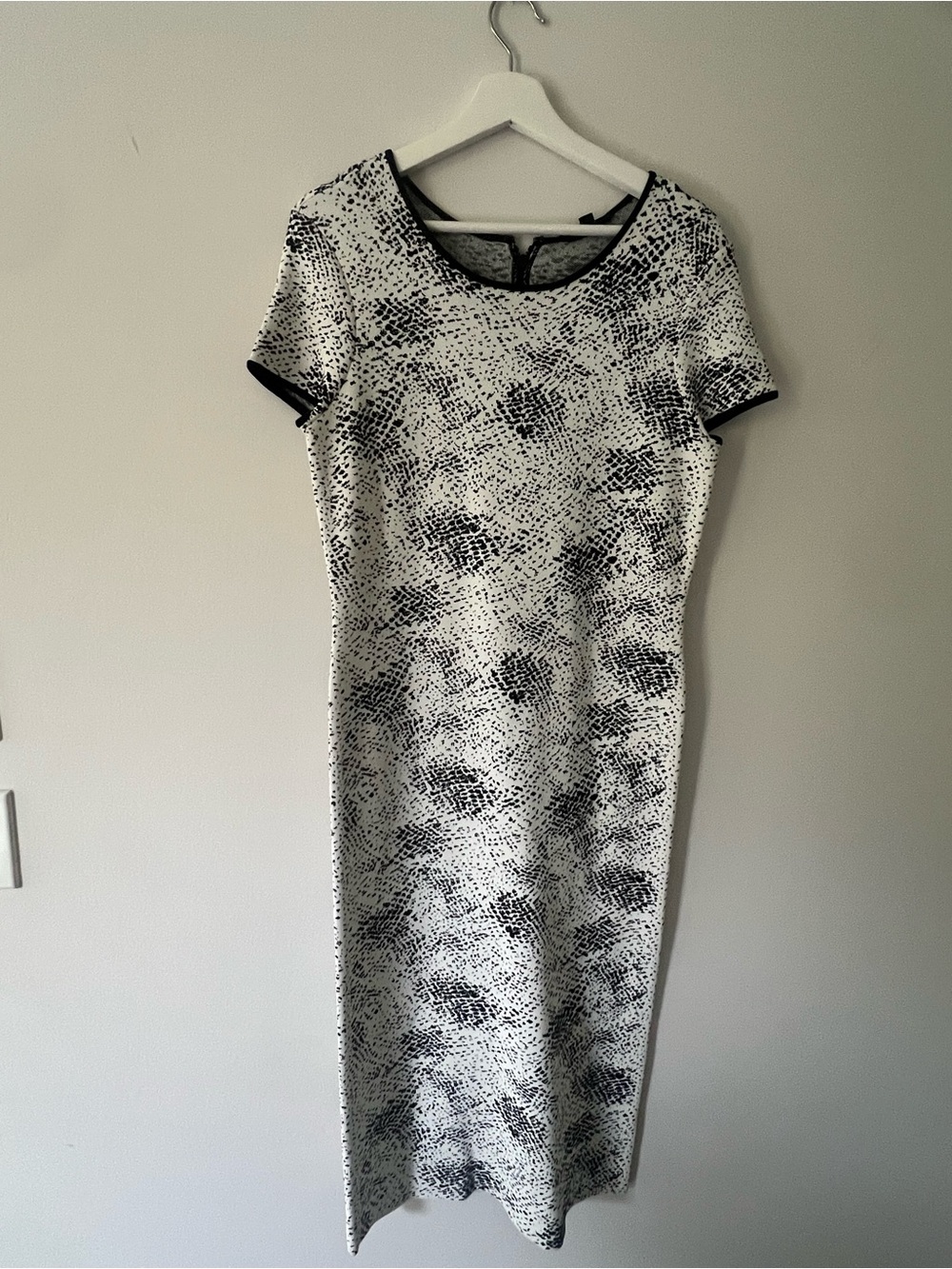 Pink Tartan Black & White Textured Midi Dress